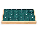 support bijoux bois velours clips boîte présentation breloques moderne 18 cases 24.5cm 35.4cm