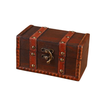 boîte bijoux vintage bois violet marron coffret rangement cuir cadenas rustique