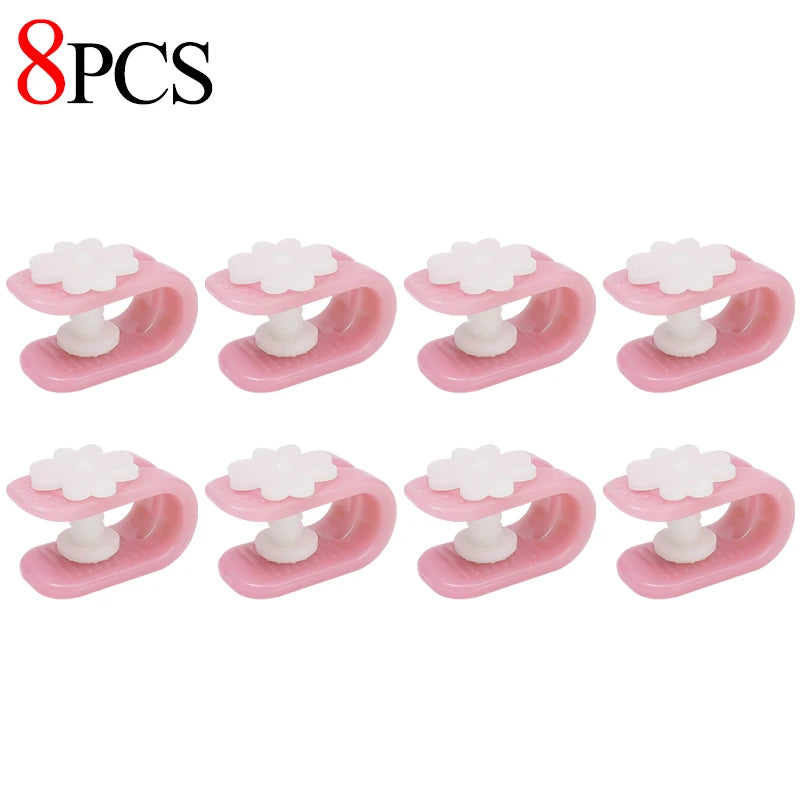 clips fixation violet rose bleu fleurs blanches moderne pratique 12pcs