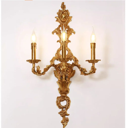 appliques murales baroques dorées feuilles motifs floraux éclairage salle bain entrée cuisine ampoules LED