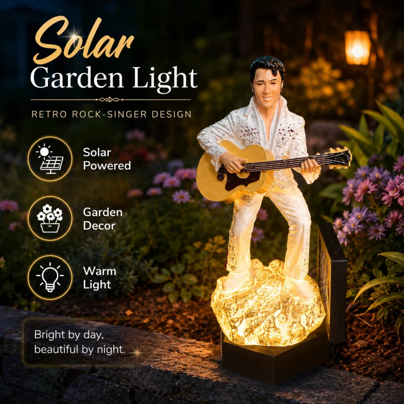 statue jardin rétro rock blanc doré résine étoiles brillance extérieur décoration patio