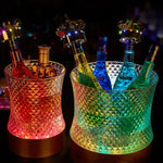 seau glace lumineux triangles relief moderne rouge vert bleu violet champagne élègant rechargeable