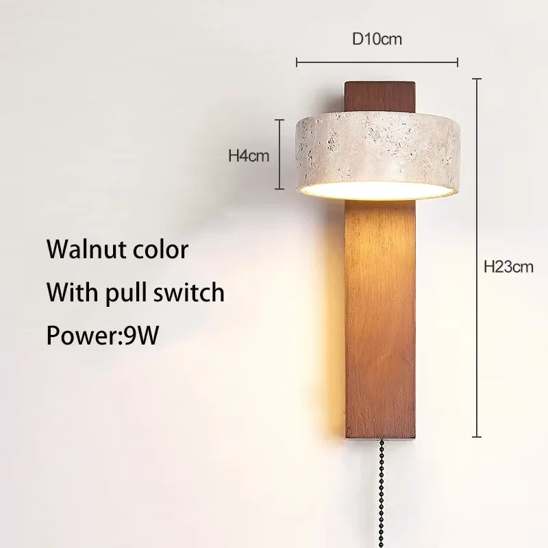 lampe murale moderne bois abat jour motif naturel interrupteur chaîne éclairage cuisine led minimaliste