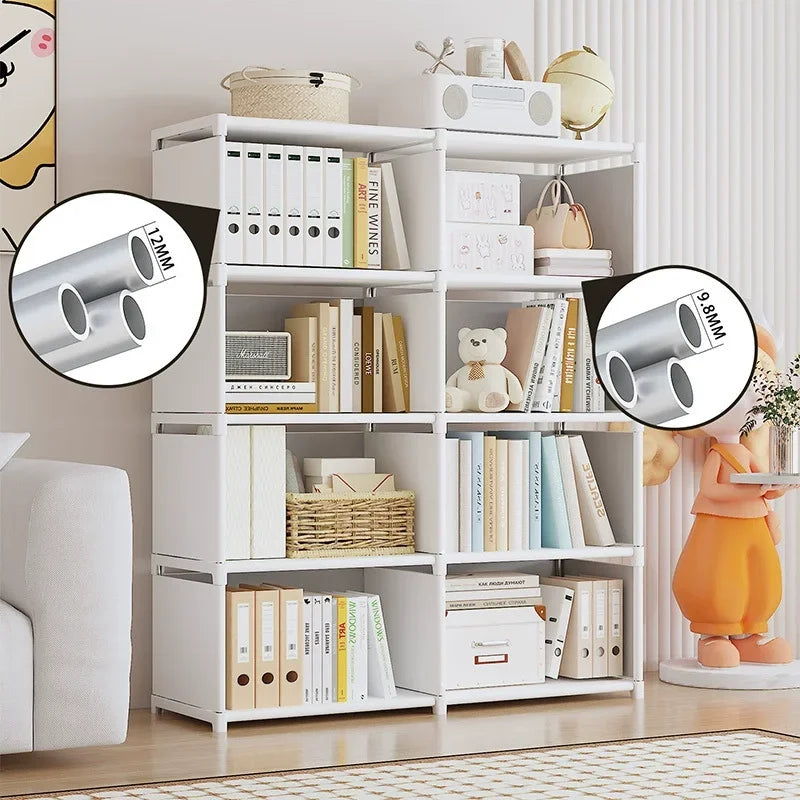 étagère modulaire multi niveaux assemblage facile moderne blanche gris boîtes rangement paniers osier fonctionnelle