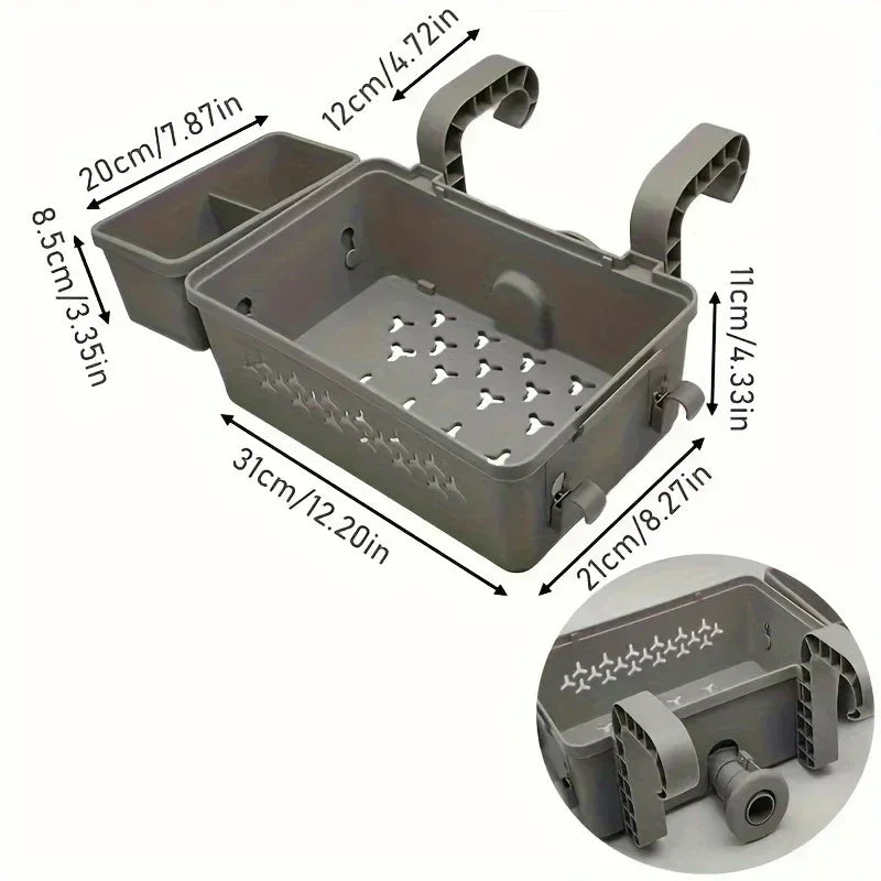 panier rangement piscine hors sol gris bleu feuilles étoiles opaque clipsable bouteilles canettes serviettes