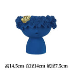 vase décoration buste féminin moderne fleurs artificielles couleurs variées blanc noir bleuclair crème grisfoncé