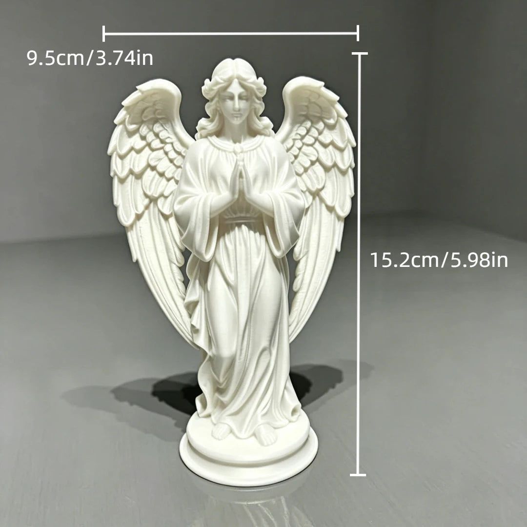statue ange blanc or impression 3d texture brillante classique religieuse autel maison