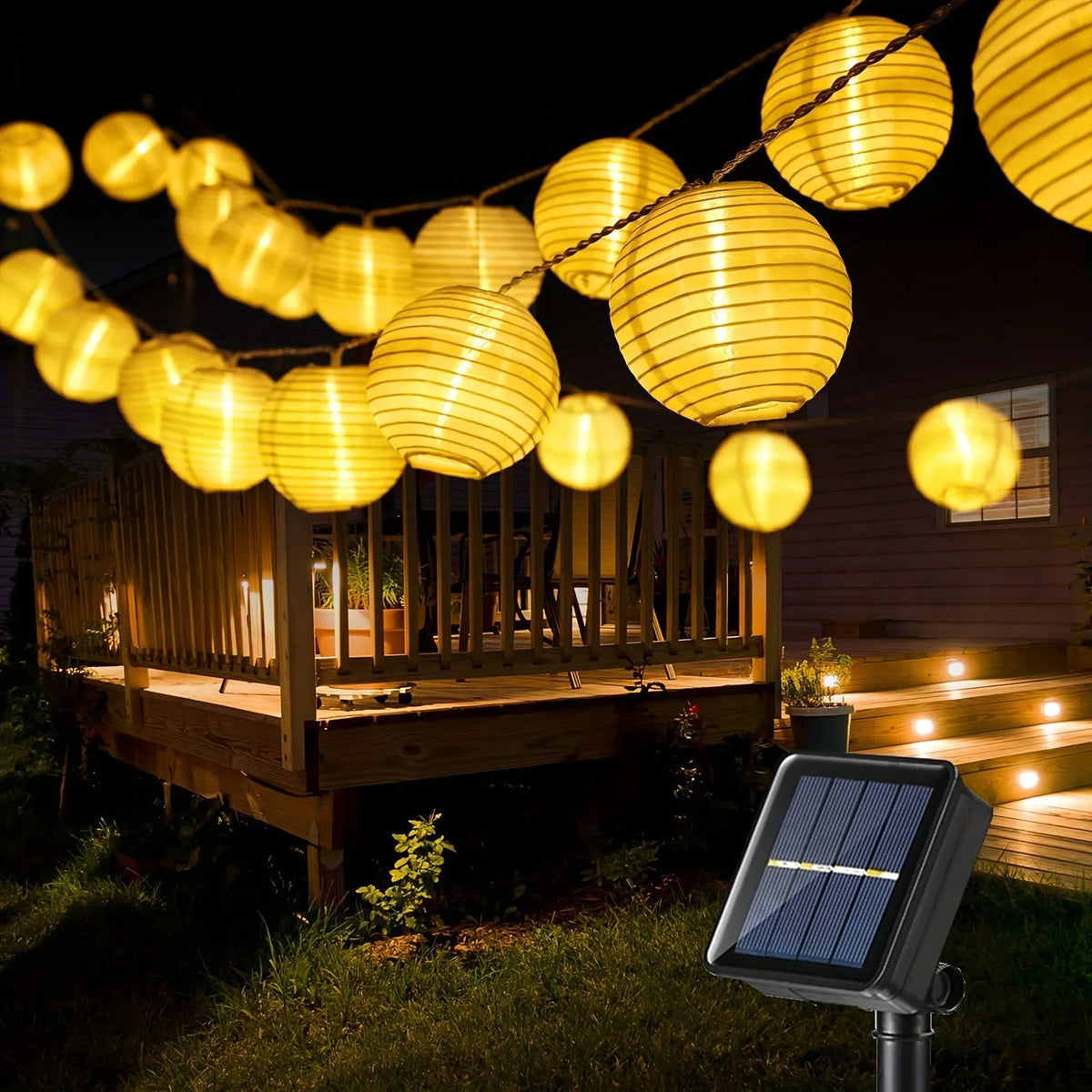 guirlande lumineuse solaire jaune verte bleue rouge blanche ronde translucent moderne exterieur noel mariage