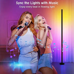 lampe sol led moderne controle app telecommande rgb noire 122cm haute qualité decoration intérieure
