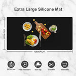 tapis silicone moderne rectangle antidérapant respectueux environnement noir gris lisse opaque contemporain cuisine