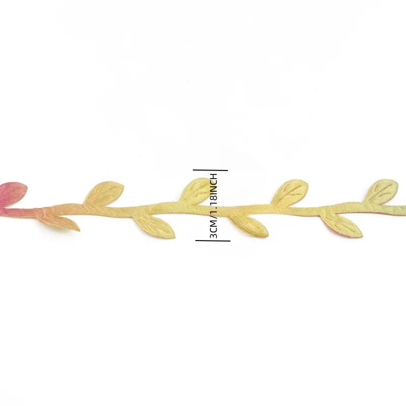 ruban décoratif dentelle feuilles polyester blanc rose doré mariage fête bricolage accessoire maison