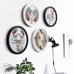 cadre mural fleurs texte chinois noir beige art traditionnel