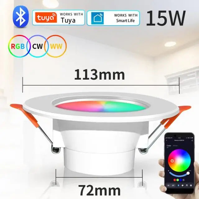 ampoule led intelligente 10w 15w blanc rgb cw tech app contrôle bluetooth voix
