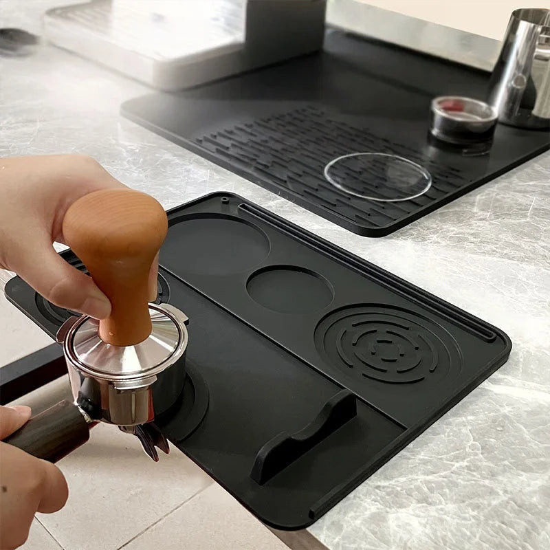 tapis protection machine noir moderne antidérapant tasse tamper gobelets accessoires espresso