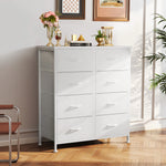 armoire moderne commode blanc tiroirs métal texture bois rangement chambre coucher