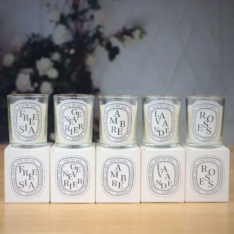 bougies parfumees transparentes blanc roses only for you aromatherapy experts minimaliste sans fixation boite