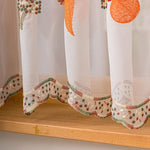 rideau floral transparent polyester motifs géométriques blanc orange vert rouge