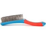 brosse dents bleue rouge texture caoutchouc moderne nettoyage dentaire poignée confortable fil d'acier