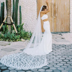 voile mariée blanc fleurs blanches classique prom wedding bohème romantique original trendy daily
