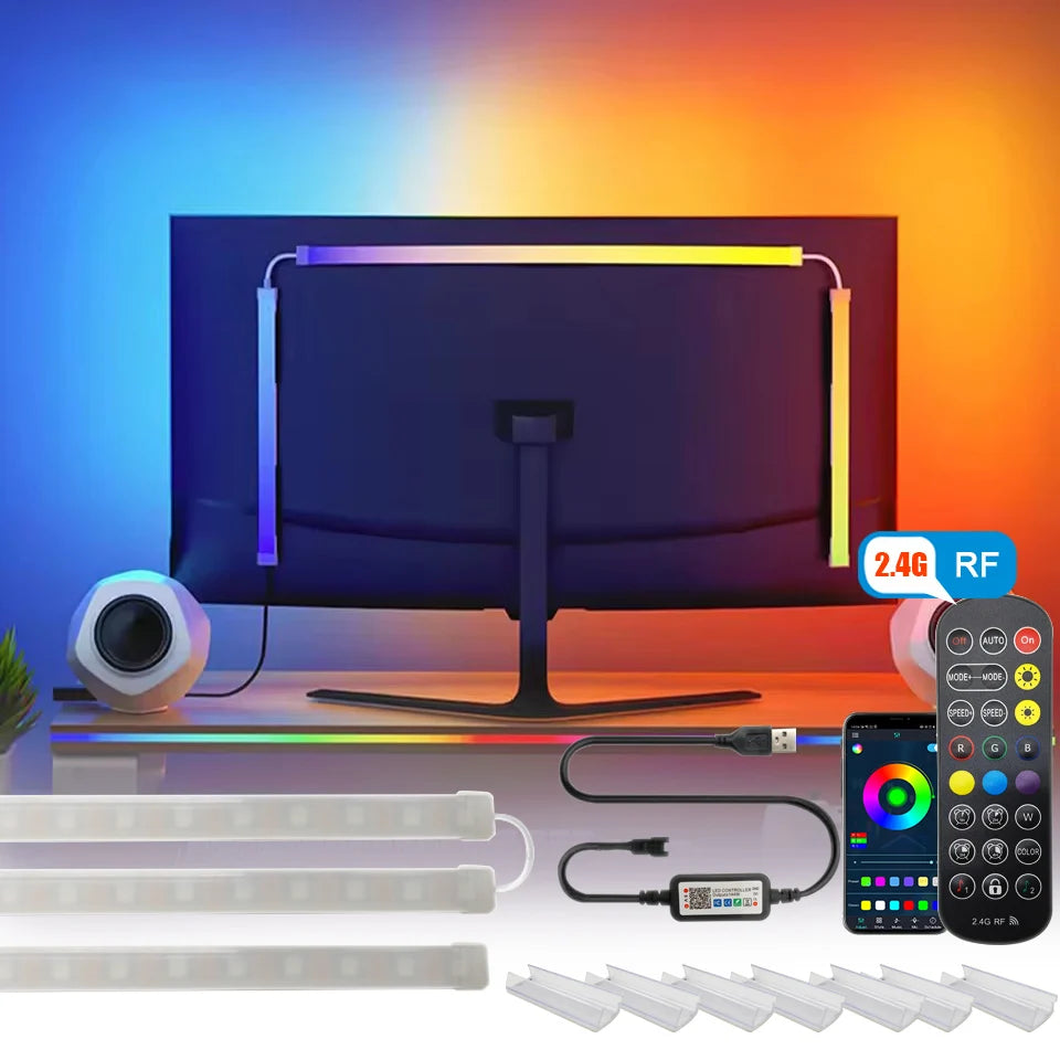 ruban led multicolore moderne 24 27 32 34 pouces synchronisation musicale application télécommande