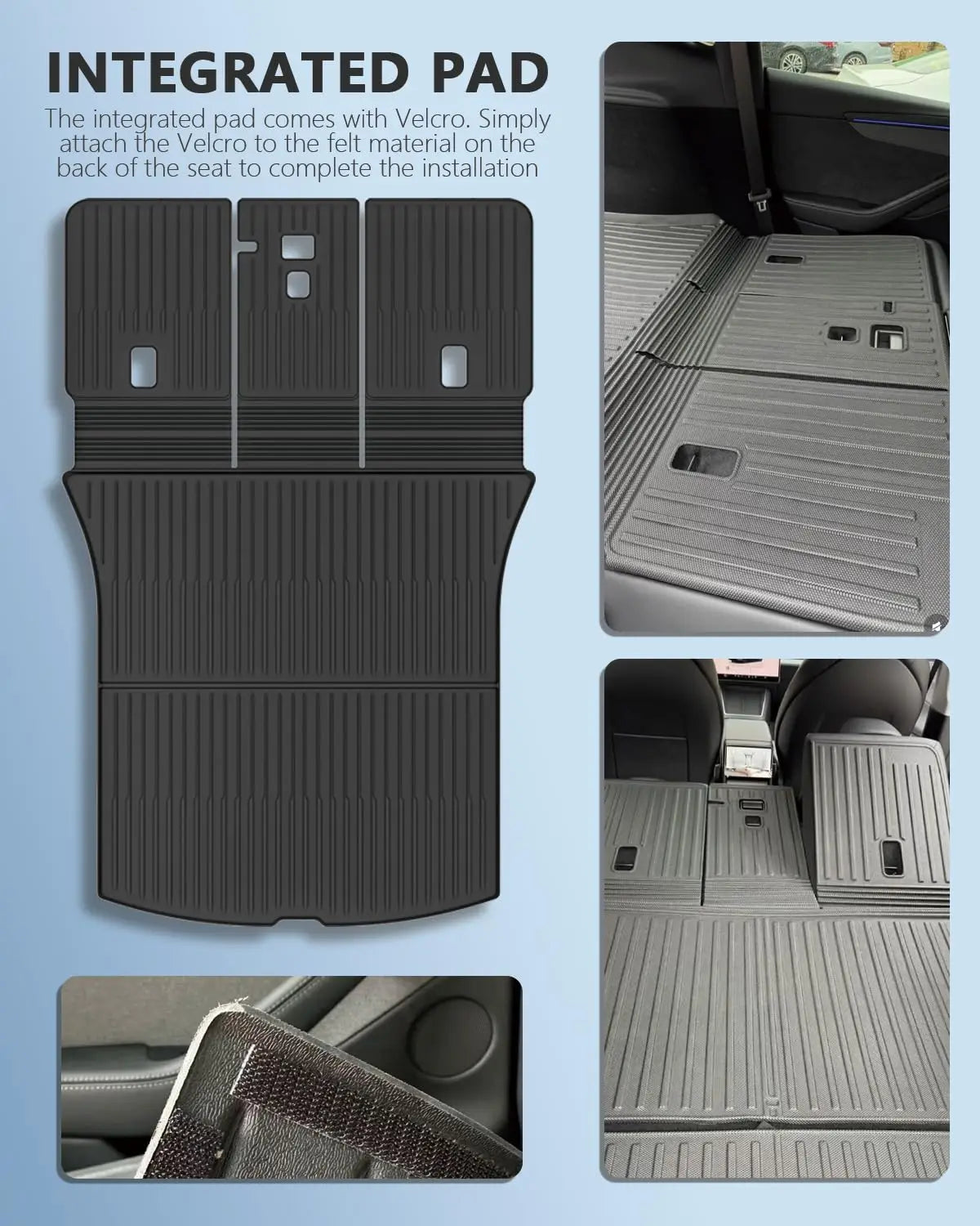 tapis sol voiture rayures horizontales noir velcro moderne conducteur copilote arriere coffre