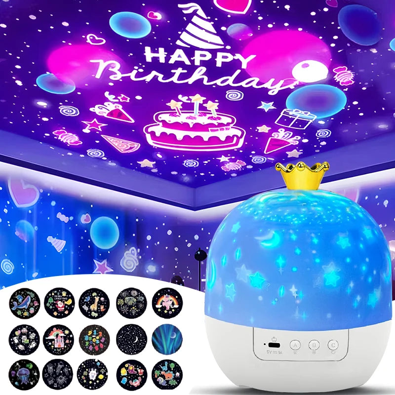 projecteur nuit étoiles nuages anniversaire blanc bleu jaune led moderne chambre enfant vacances