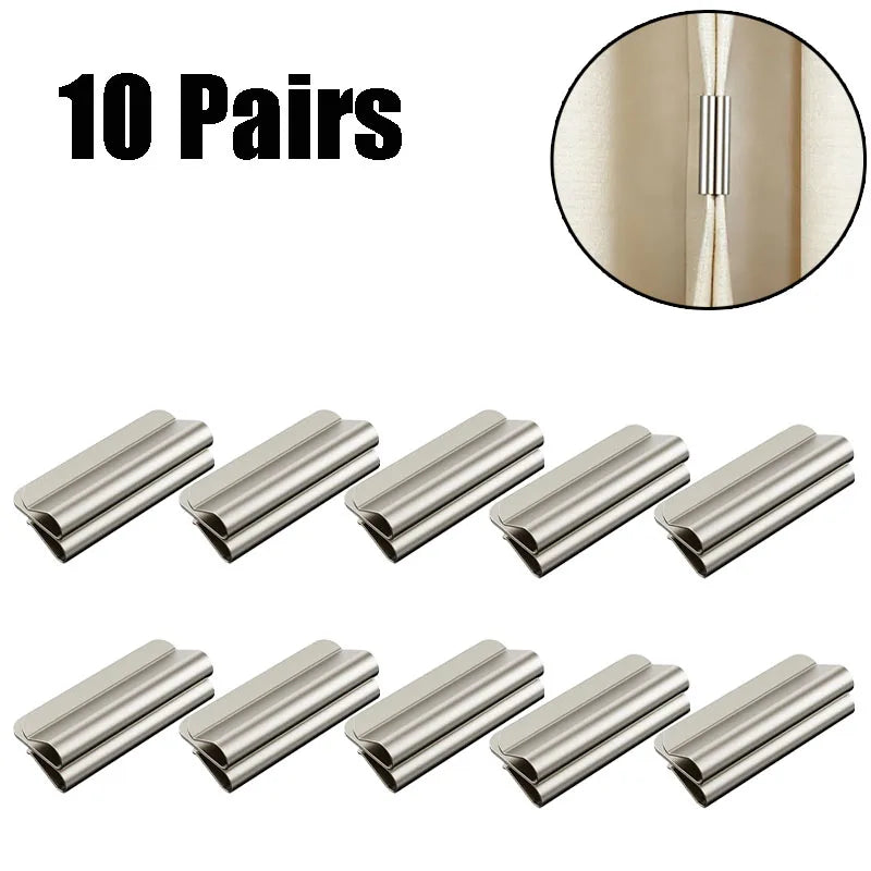 clips magnétiques rideaux argenté lisse brillant modernes fixations sans perçage paires support rideaux réutilisable