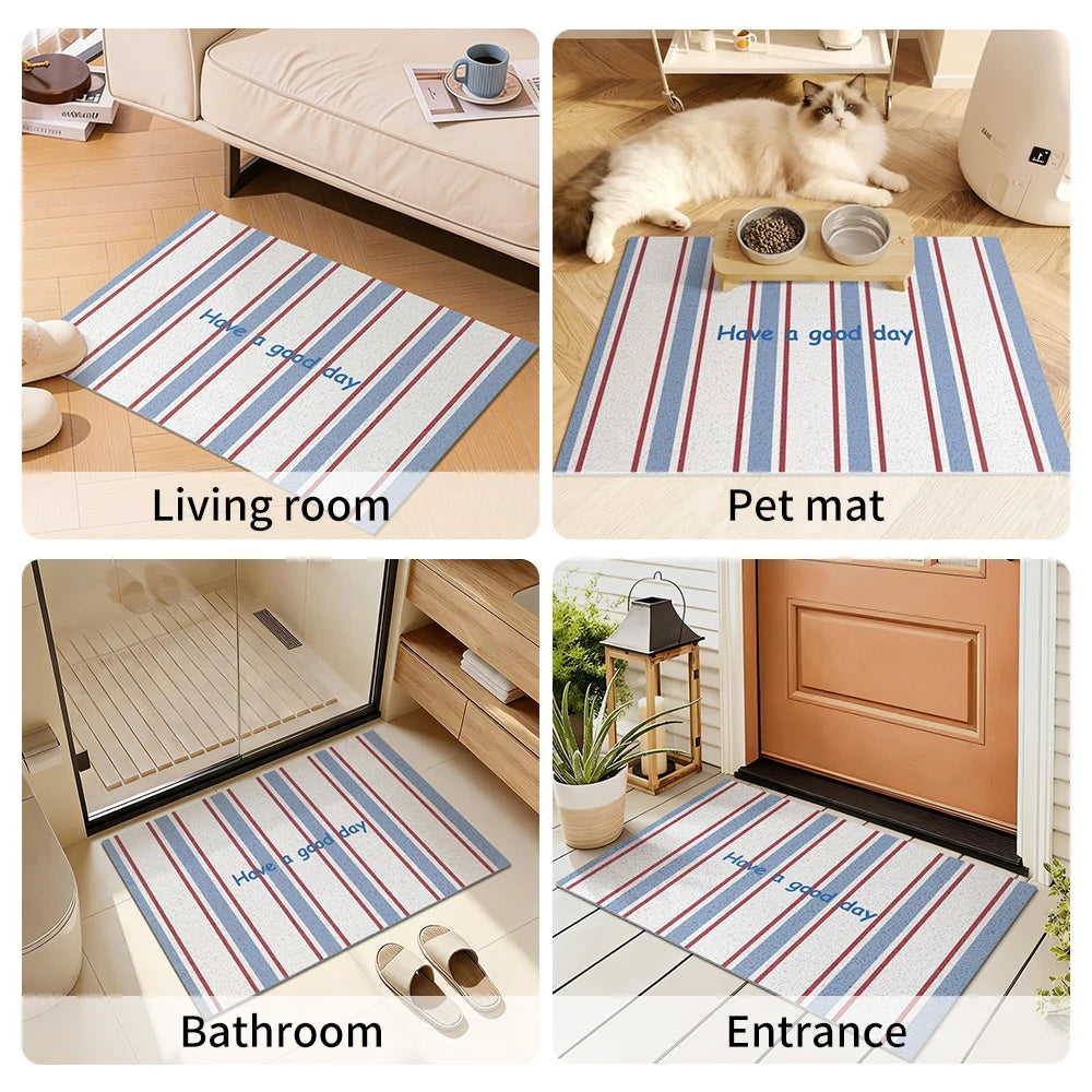 tapis entrée antidérapant adhésif protecteur résistant rides moderne minimaliste blanc bleu rouge