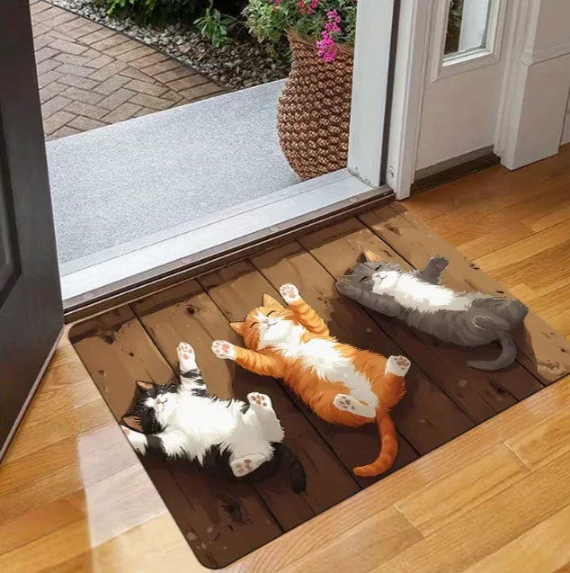 tapis sol moderne imprimé animaux chats hiboux multicolore résistant antibactéries antidérapant 30x50cm 40x60cm