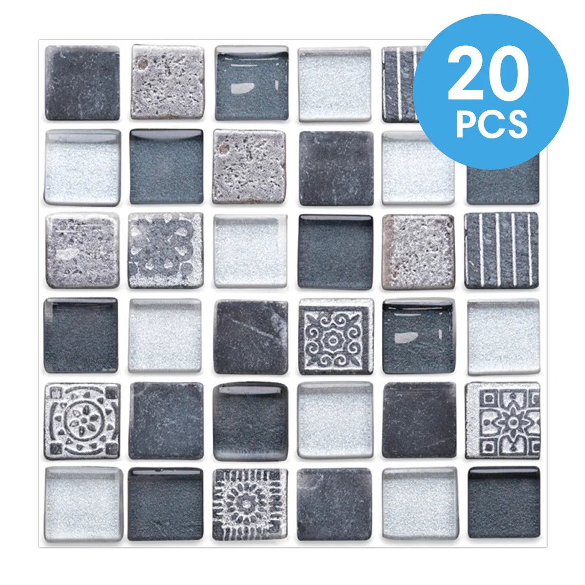 carreaux mosaïque adhésifs modernes 20x20cm imperméables antimoisissures résistants feu 10 feuilles