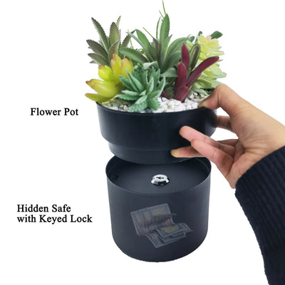 Pot de fleur double couche blanc avec cachette sécurisée