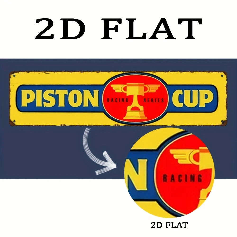 plaque publicitaire vintage graphique piston couleur jaune bleu rouge anti poussière mur facile