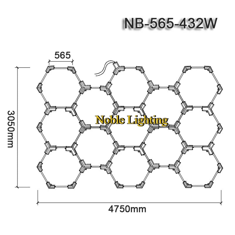 ruban led blanc hexagonal moderne adhésif 565mm 6500k 2000lm 50000h