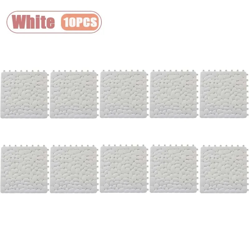tapis sol antidérapant cailloux gris blanc moderne 30cm 30cm clips geometrique