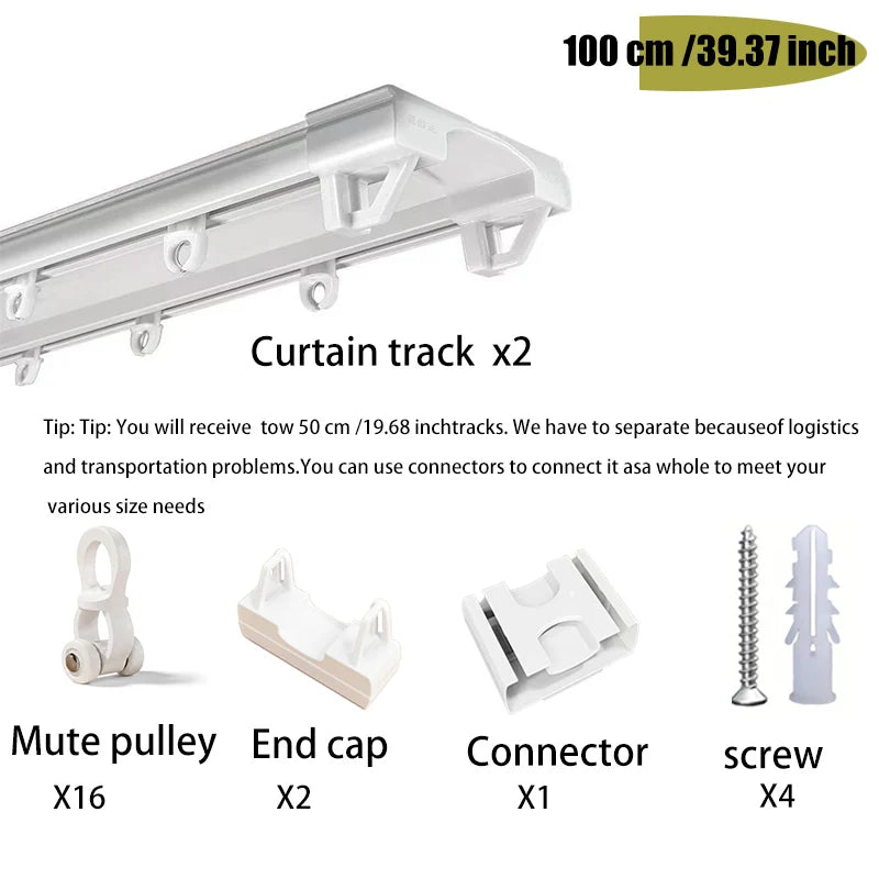 rideaux double rail système silencieux fixation blanc minimaliste pvc opaque coulissant