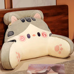 coussin décoratif chat peluche motifs oreilles rembourrées gris rose kawaii mignon 75x50cm doux