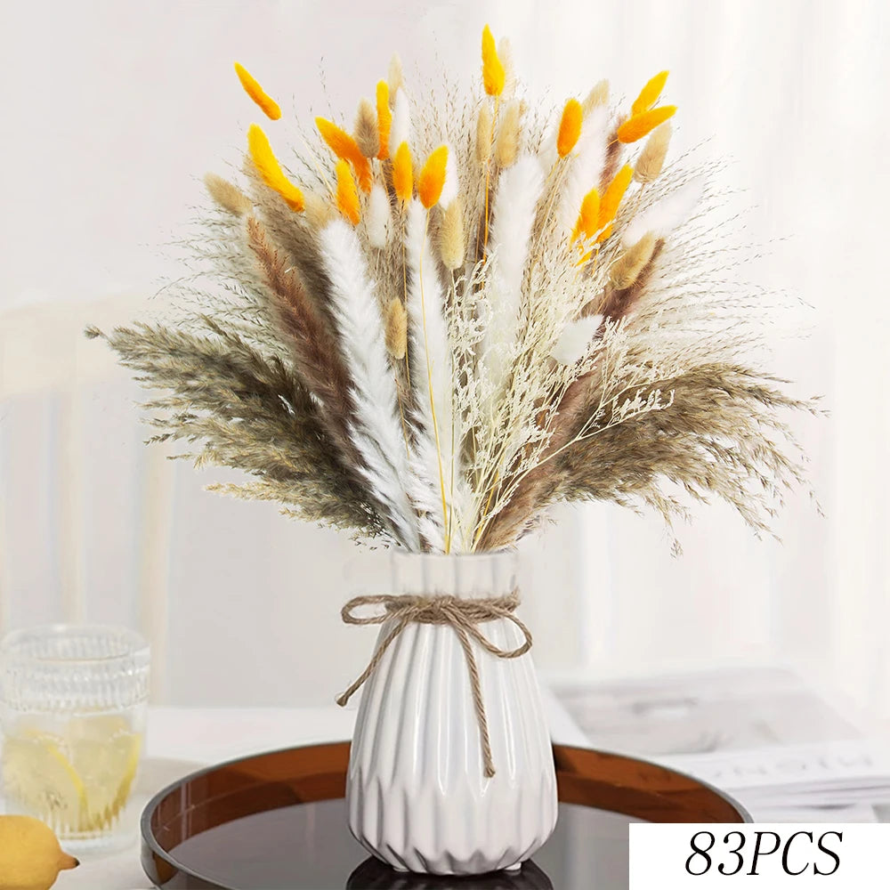 bouquet fleurs séchées naturel divers motifs blanc beige jaune marron violet décoration maison anniversaire
