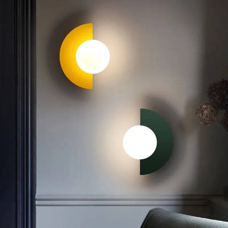 Lampes murales modernes blanc noir jaune vert rouge orange sphère attachée éclairage quotidien chambre