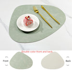tapis table simili cuir marron gris vert moderne adhésif assiettes fourchettes couteaux dessert fleurs