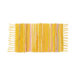 tapis boho moderne rayures horizontales noir blanc gris bleu jaune franges sol résistant