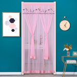 rideau porte décoration floral violet bleu rose blanc plissé brodé frangé translucide autoagrippant