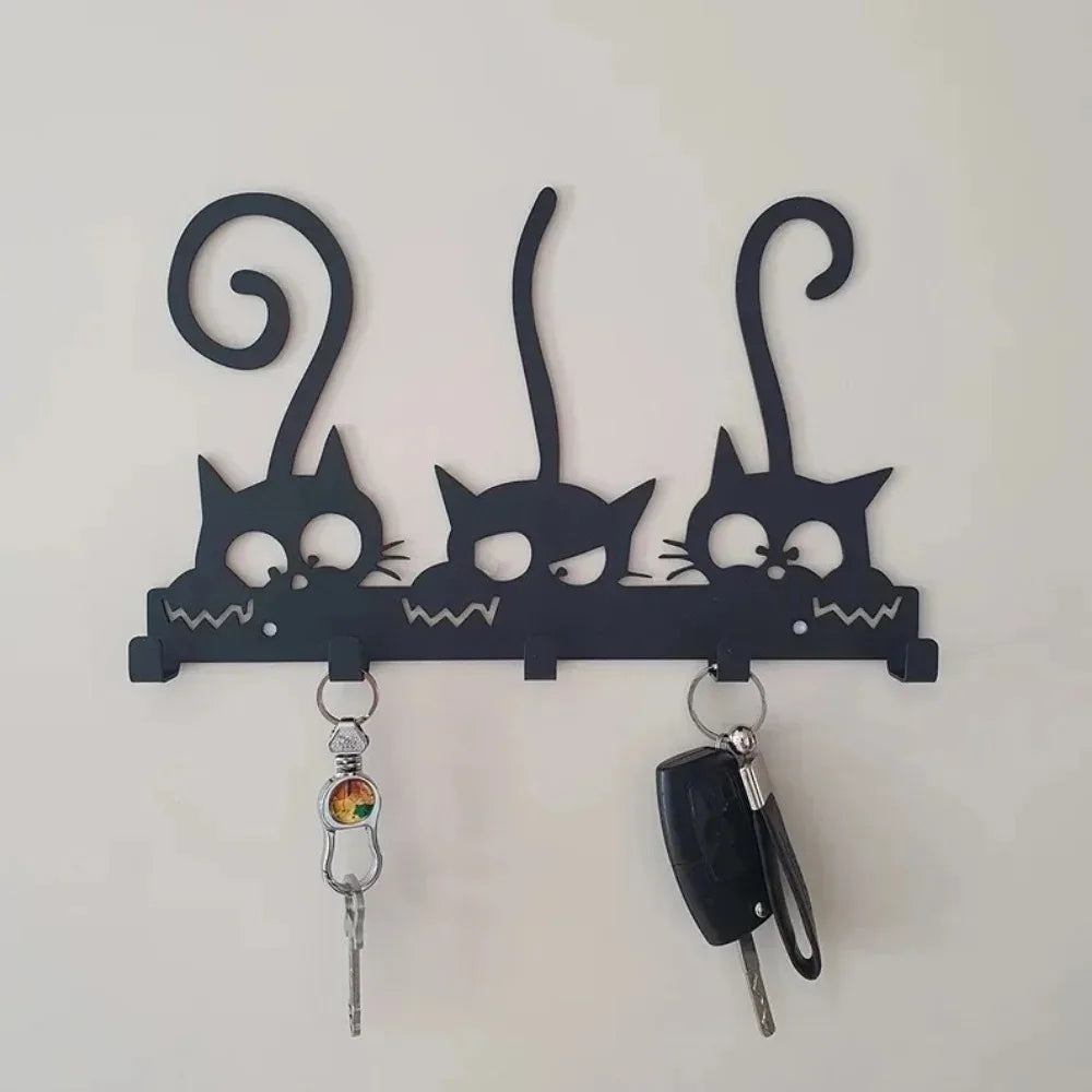 porte clés mural animaux silhouettes moderne vis fixés noir décors rubansiaux clés