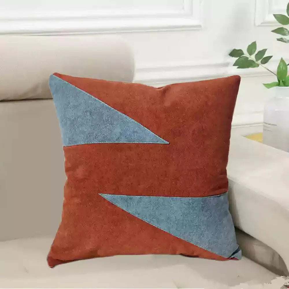 coussin carré moderne motif géométrique rouge bleu vert gris polyester coton qualité confortable maison