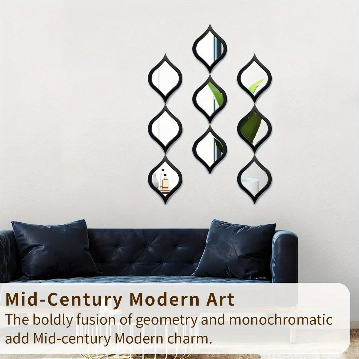 miroir mural decoratif noir argent mid century decoration chambre salon vertical