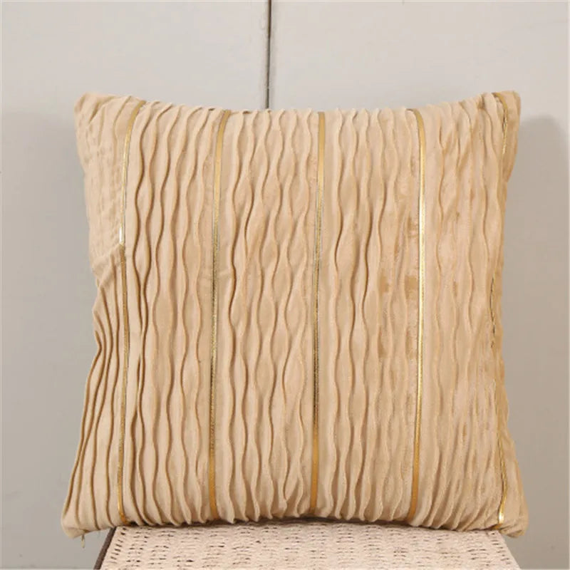 housse coussin velours plissé rayures dorées moderne couleur rouge jaune bleu vert violet rose