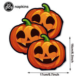 serviettes papier halloween motifs citrouille fantôme crâne main ensanglantée sorcière chauve souris cocktail