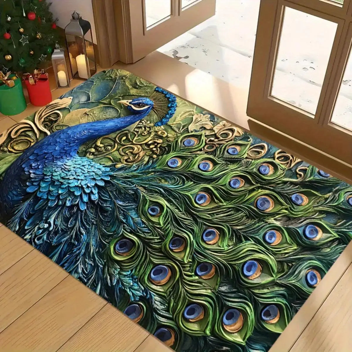 tapis moderne géométrique antidérapant résistant rides bleu gris noir blanc
