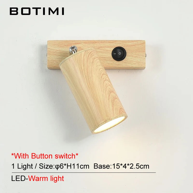 lampe murale moderne grain bois éclairage chambre entrée étude led 220v fixée mur contemporain