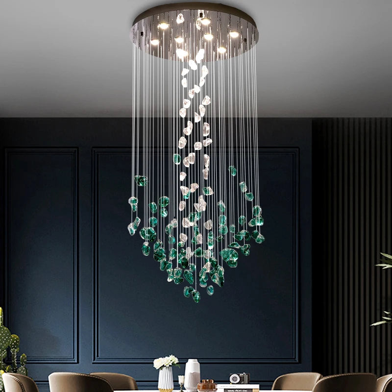 suspension lumineuse moderne cristaux transparents élégantes led 90v 249lm salon restaurant