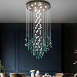 suspension lumineuse moderne cristaux transparents élégantes led 90v 249lm salon restaurant